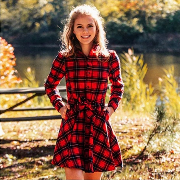Kiel James Patrick Cozy Cabin Apple Pie Skillet Flannel Dress Red Size Medium - Picture 10 of 10